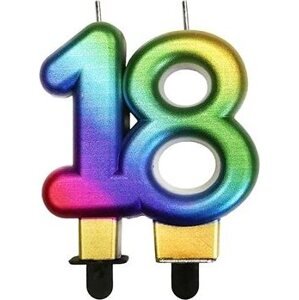 Narozeninová svíčka 18 - rainbow - duhová 7,5 cm