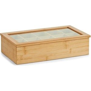 ZELLER Úložný box na čajové vrecká bambus 36 × 20 × 9 cm
